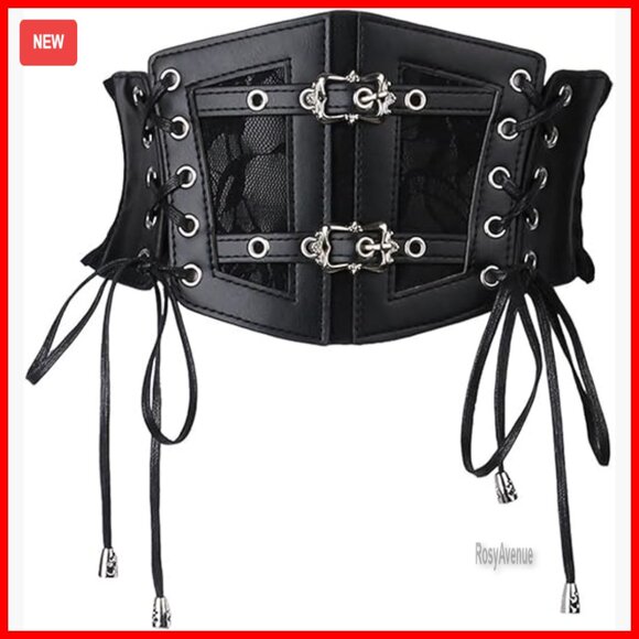 Vintage Lace-Up Corset Belt Adjustable Elastic Waist Waspie Wide Belt main image 7